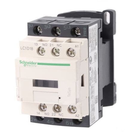 SCHNEIDER CONTACTOR 18A 1NC 1NO 24V dc coil LC1D18BD