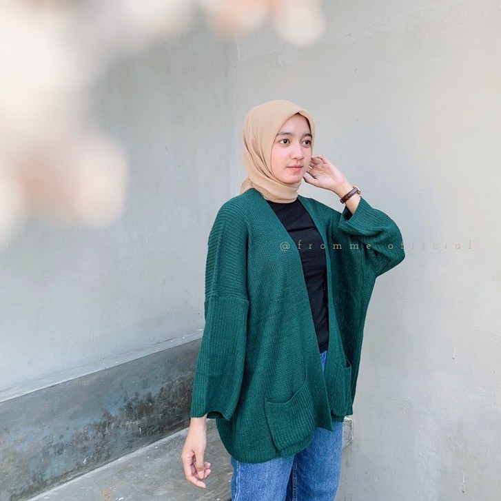 4XL- 5XL Cardigan Rajut Jumbo Premium/ Cardigan Rajut Oversize/ Outer Jumbo Big Size/ Rajut Murah-Emerald