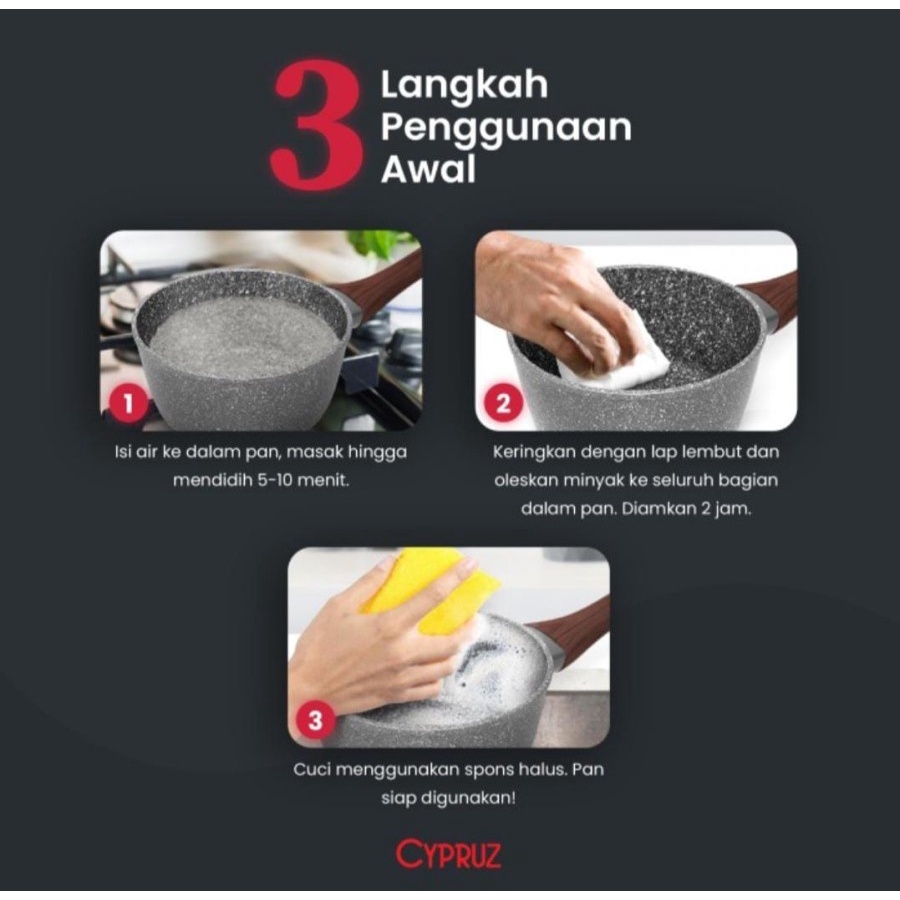 Fry Pan 20 cm Cypruz FP-0703 White Granite Series Wajan Induksi FP0703