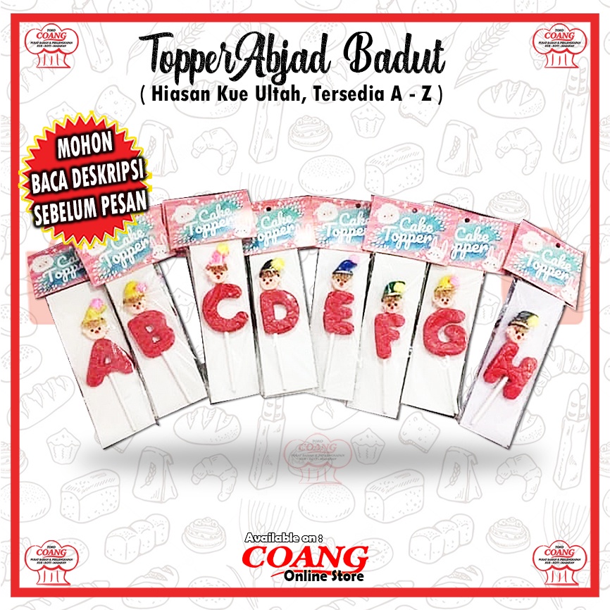 TOPPER ABJAD BADUT - HIASAN KUE ULANG TAHUN