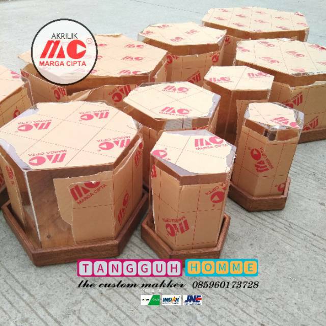 Kotak seserahan atau hantaran pernikahan akrilik segi enam full shet 6 pcs bebas ongkir