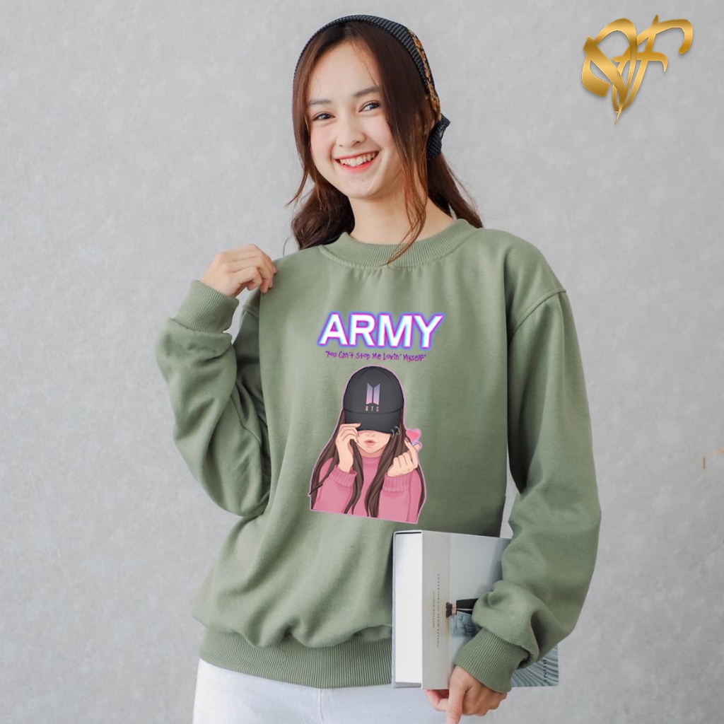 Sweater BTS Army Aesthetic Korean Style | Sweter BT21 BTS Pria &amp; Wanita | Dhea Fashion