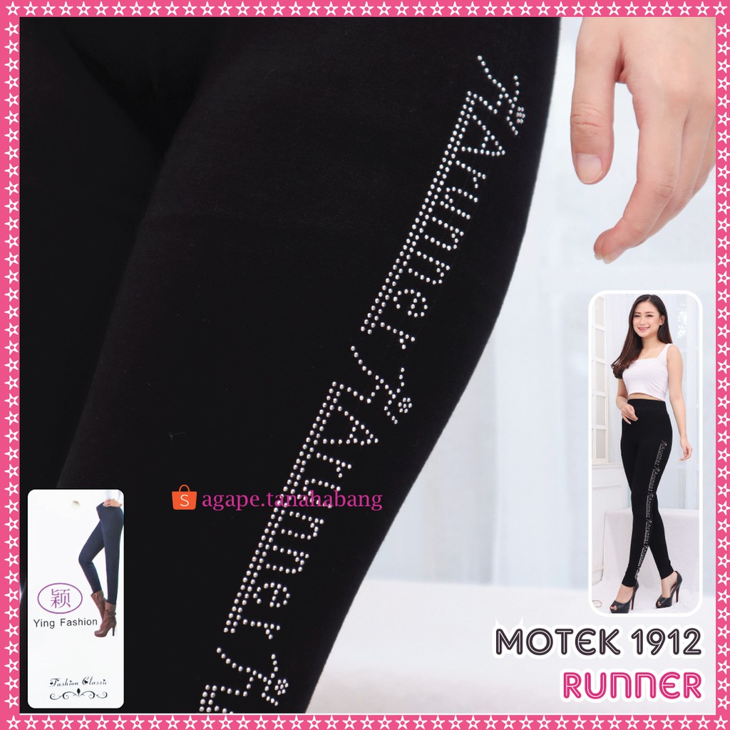 Legging Motek Samping 1912 RUNNER / Legging motek wanita / legging panjang wanita / legging fashion