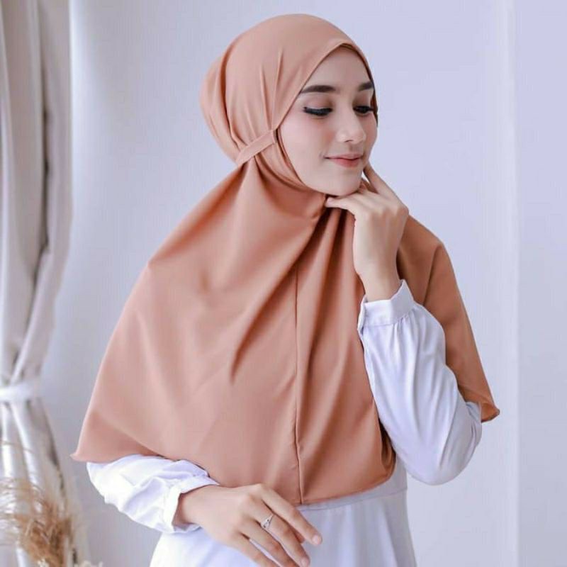 jilbab Maulana Bergo tali non pet bahan kaos halus