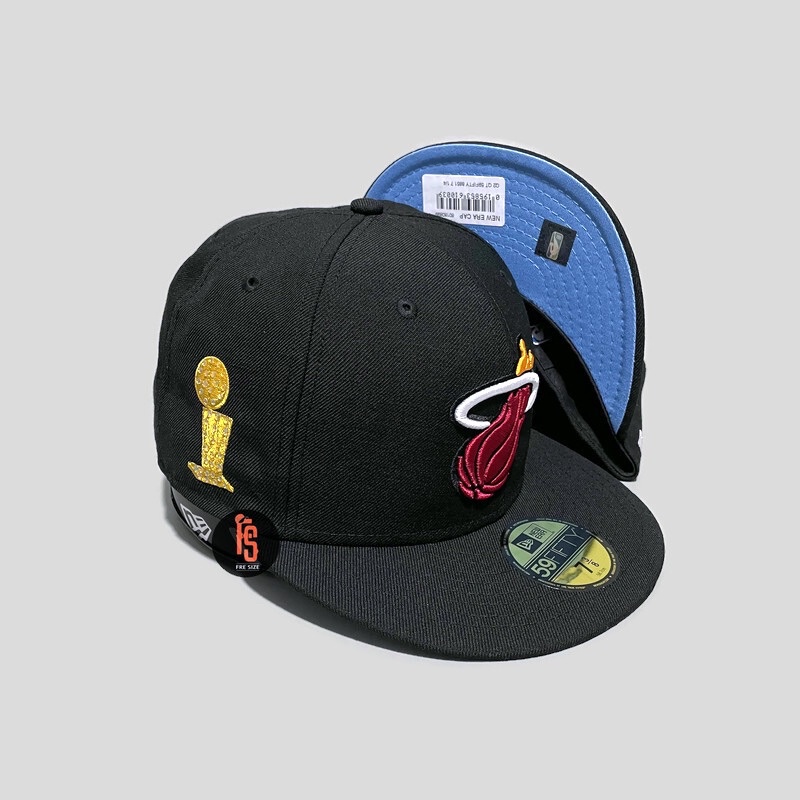 TOPI NEW ERA ORIGINAL 5950 Q2QT MIAMI HEAT BLACK UV SKYBLUE