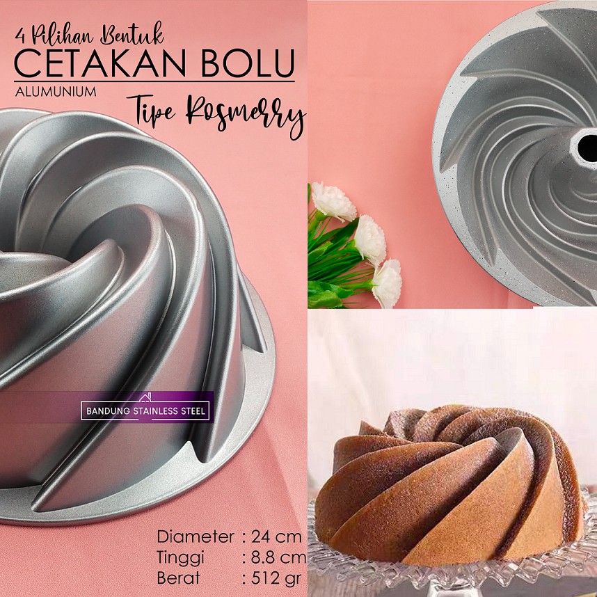 Loyang Cetakan Bolu Kue Basah 24 cm Anti Lengket Allumunium Bentuk Cantik 4 Model lebaran