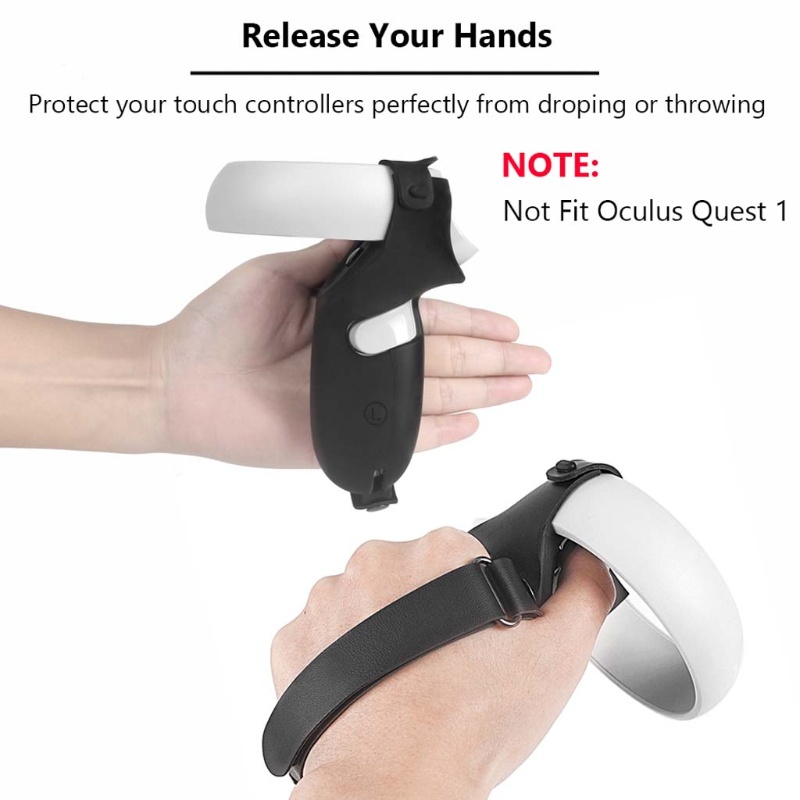 CRE  Touch Handle Controller Grip  Silicone Case -Cover For Oculus Quest 2 Anti-Throw Controller Handle Protective Sleeve Skin with Adjustable Wrist Knuckle Strap VR Accessories