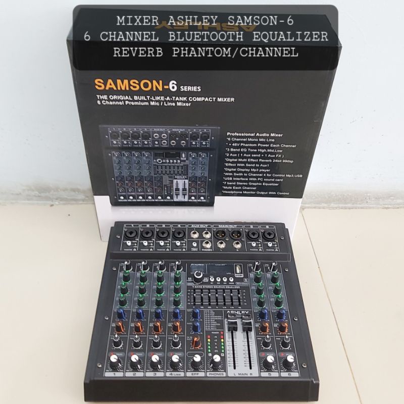 ASHLEY Mixer Samson 6 Channel Bluetooth Equalizer Effect Mikser Asley