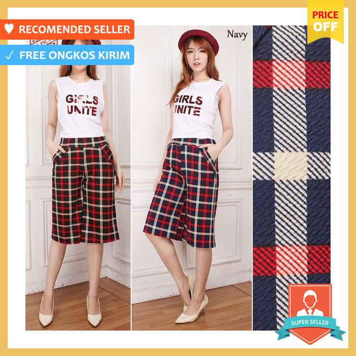 Oni Celana Kulot Pendek Batik 7Per8 Wanita Fit To Xxl Hitam