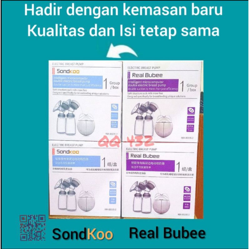 Sondkoo Real Bubee Pompa ASI Elektrik Otomatis 2 Botol Susu Breastpump RealBubee Electric