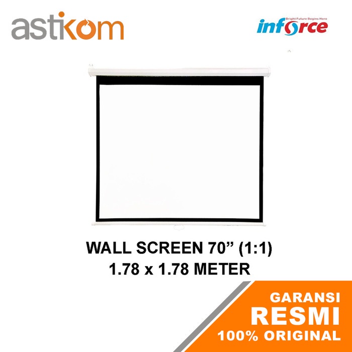 Layar Projector Wall Screen Proyektor 70&quot; 1:1 1780x1780 mm