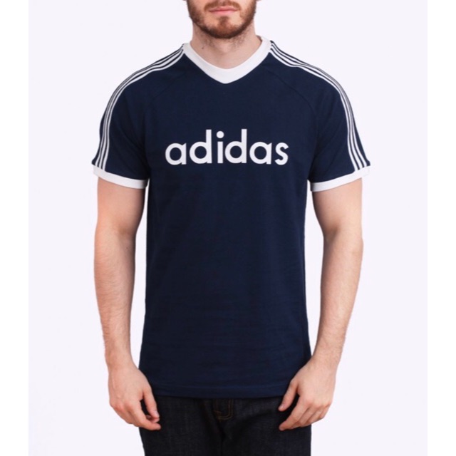 Kaos Adidas Retro Beckenbauer 3 Stripes - Navy | Shopee Indonesia