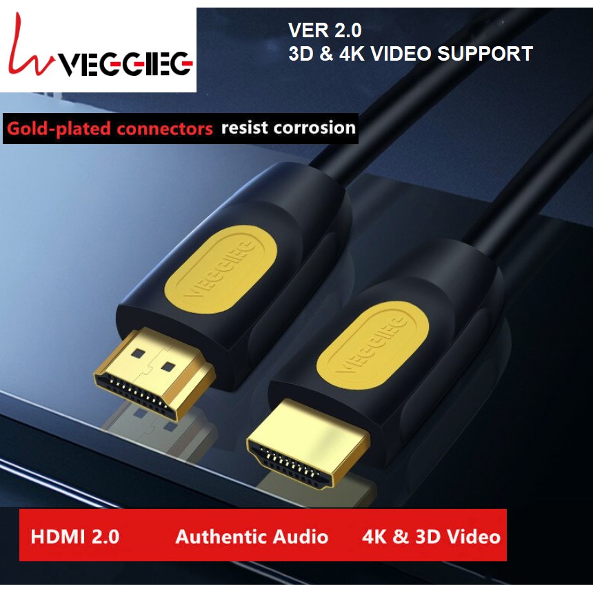 Kabel HDMI VEGGIEG 4K 3D Ver 2.0 GOLD PLATED HIGH SPEED 1.5 meter