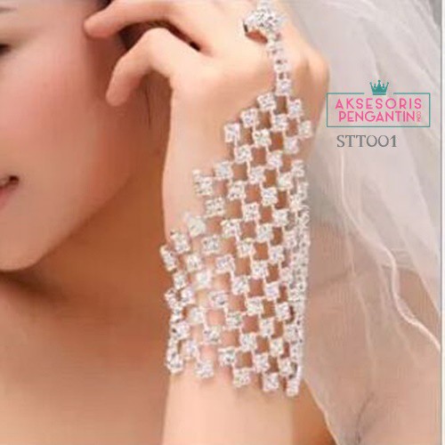 [PRODUK TERLARIS] AKSESORIS WEDDING HIASAN PENGANTIN SARUNG TANGAN CRYSTAL STT001