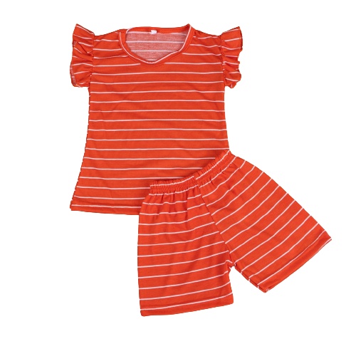 ZASKIYA - Setelan Anak Perempuan / Setelan Anak Ruffle Set Salur / Set Salur Ruffle Anak 1-4 thn