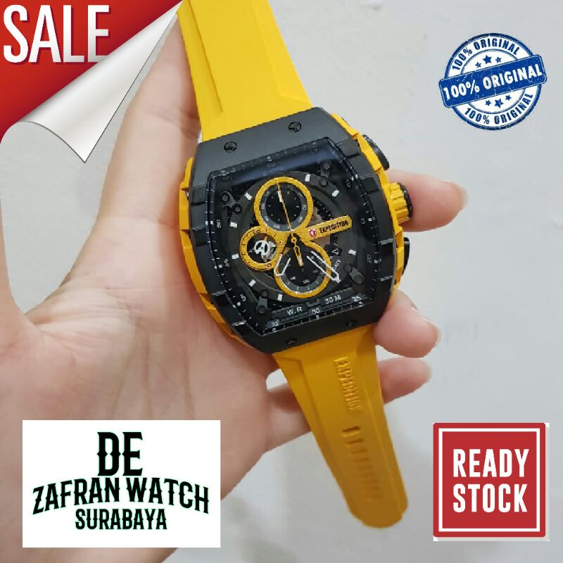 Expedition E-6782 MC RIPBAYL Chronograph Black Dial Yellow Rubber Strap 47mm Garansi