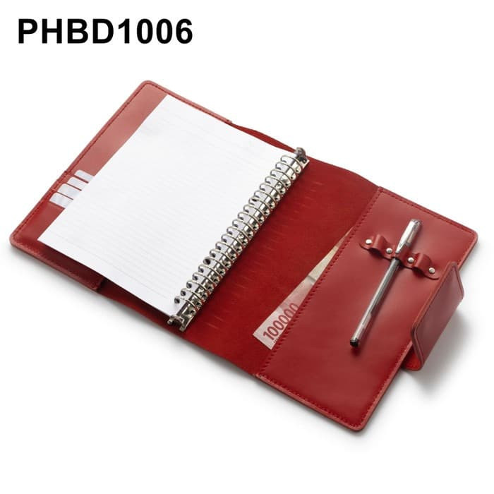 

Binder kulit asli A5 lose leaf agenda kampus merah PHBD1006 sampul