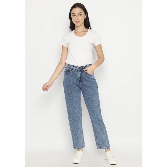 Sevins - highwaist boyfriend jeans snow acid/hw boyfriend jeans snow acid/snow blue