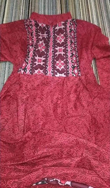 Baju Couple Batik Couple Keluarga Modern Sania Ruffle Ori Ndoro Jowi Dnt Motif Mega Mendung Merah