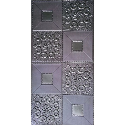 Wallpaper Foam 3D Dinding Sticker-Batik Kotak Silver