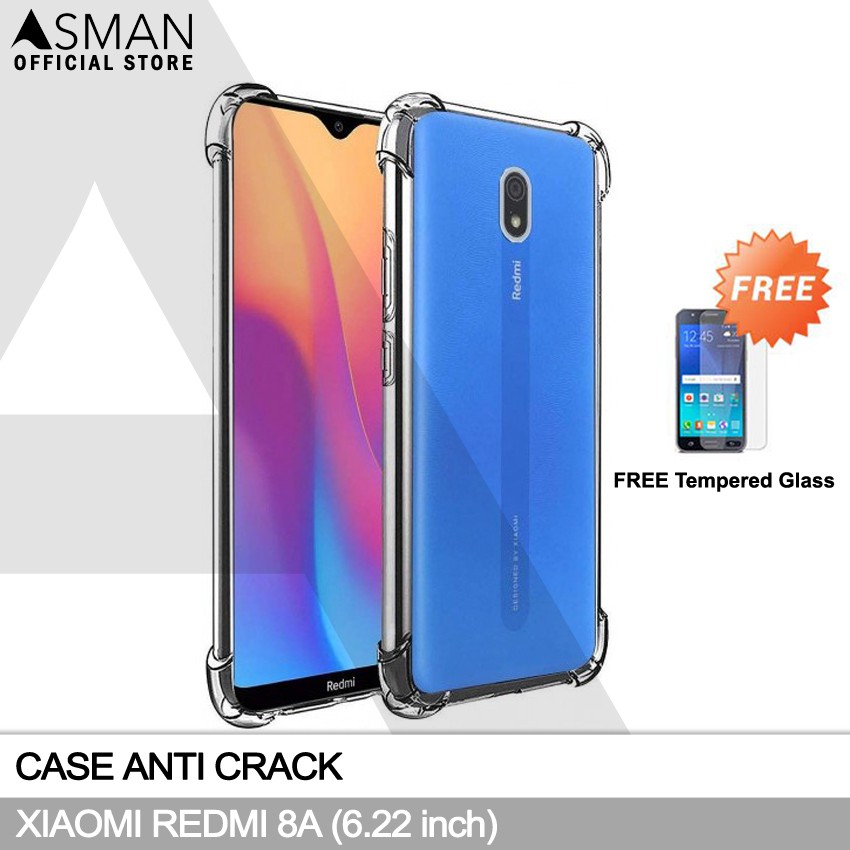 Anti Crack Xiaomi Redmi 8A (6.22&quot;) | Soft Case Anti Bentur + FREE Tempered Glass