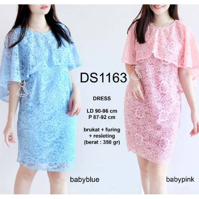 SEDS1163-DRESS PESTA BRUKAT MIDI SEPAN LACE DRESS WANITA PREWEDDING