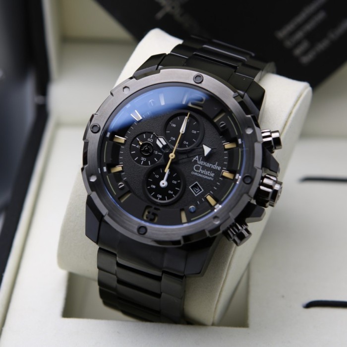 Jam tangan pria Alexandre Christie AC 6410 AC6410 black Original