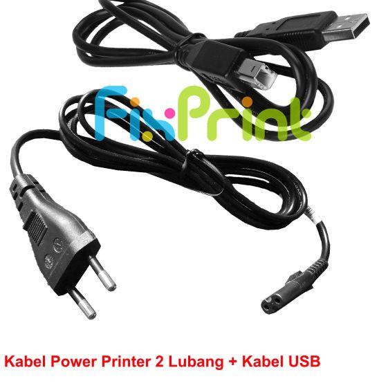 [KODE PRODUK MAETZ7992] Kabel Power Printer Canon HP Epson 2 Lubang & Kabel USB Computer L120 L310 L