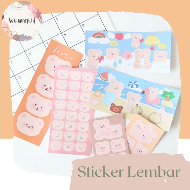 

Sticker Beruang Lembar Aesthetic Bear Lucu Scrapbook bujo Jurnal Diy