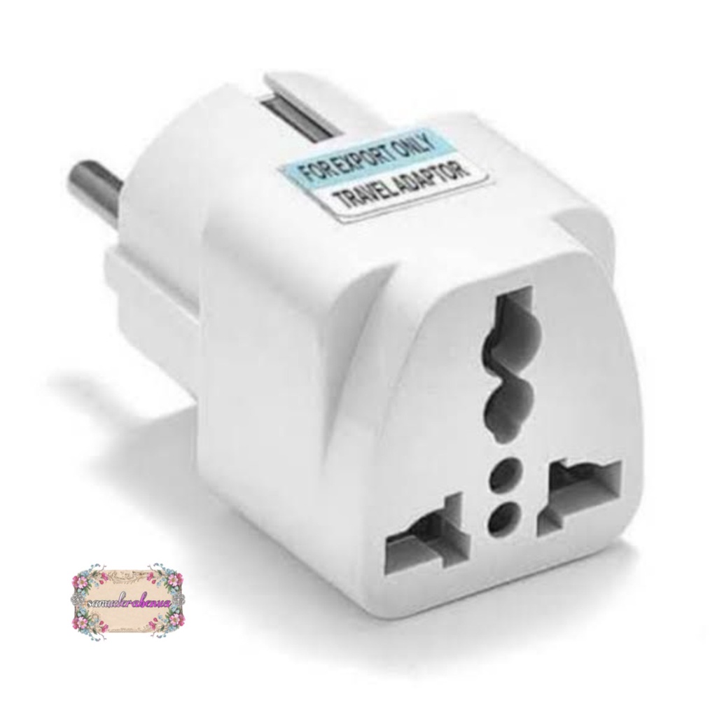 STEKER Adaptor Travel Charger / Sambungan Charger Kaki 3 ke Kaki 2 / EU KR Plug Adapter Converter SB3100