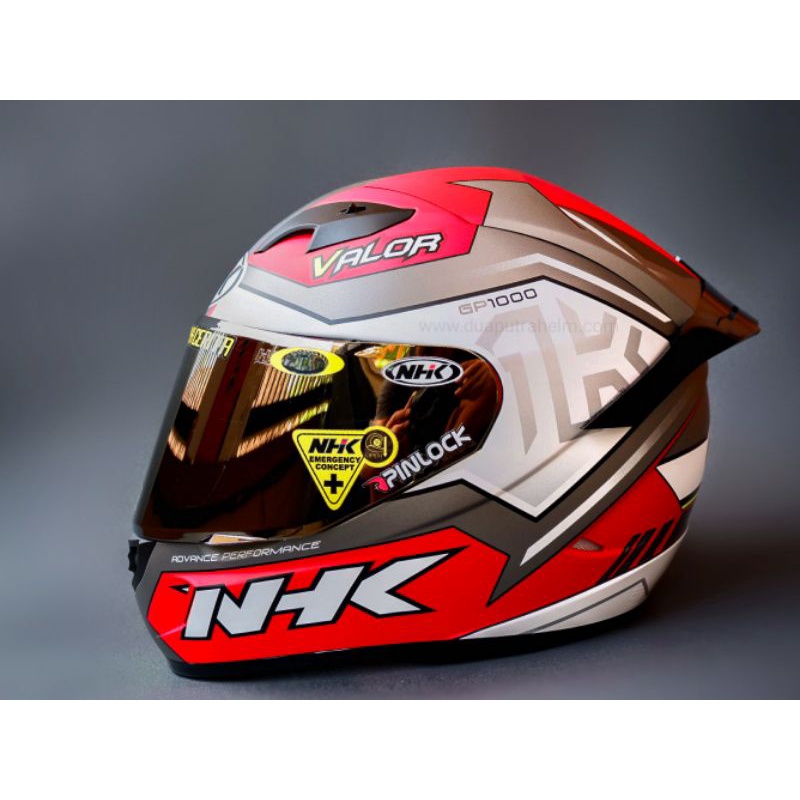 HELM FULLFACE NHK GP1000 MOTIF VALOR RED SILVER DOFF