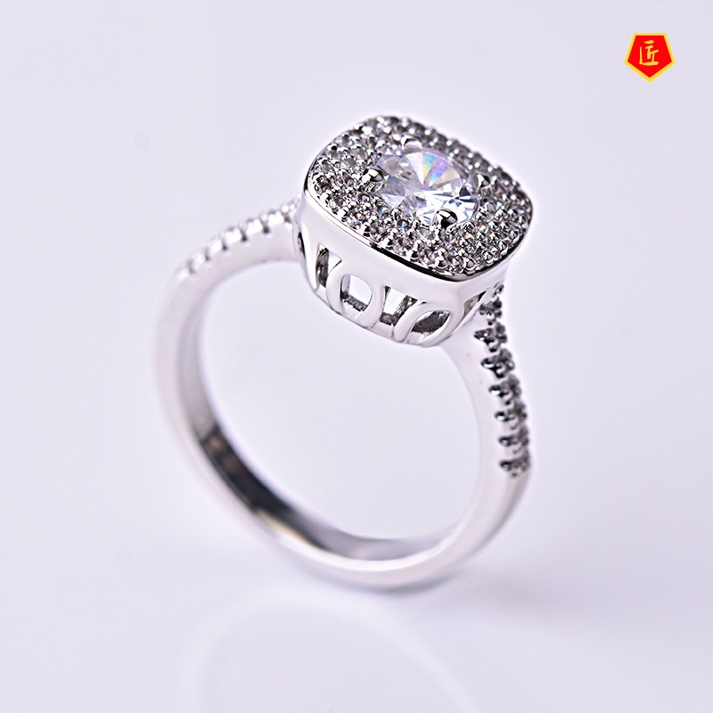 [Ready Stock]Fashion Simple Inlaid Moissanite Ring