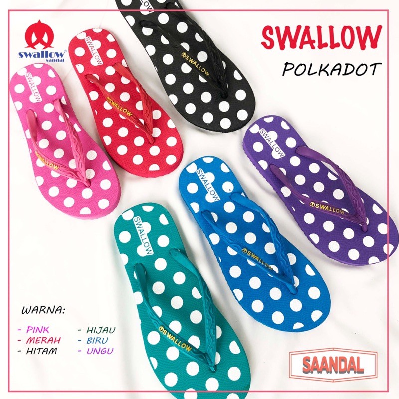 Sandal Jepit Wanita Swallow Polkadot Original (Bisa Eceran)