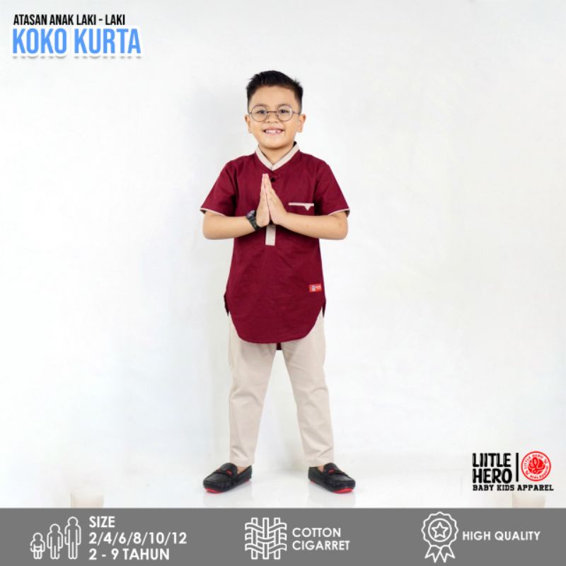 Baju Muslim Koko Kurta anak laki laki usia 1-9 tahun