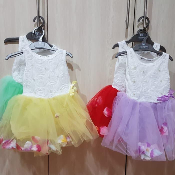 BAJU GAUN PESTA BAYI ANAK PEREMPUAN - 0-6 BULAN, MERAH