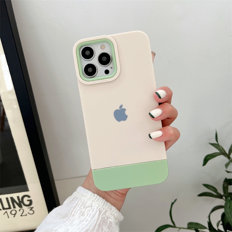 IPHONE Jahitan Silikon case Iphone14 pro max Case13 12 11 pro Max14 plus three-in-one simple shockproof soft cover Pelindung