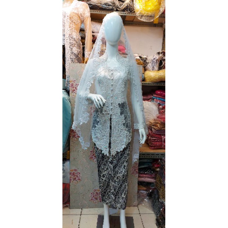 kebaya stelan bordir full fayet rok dan slayer