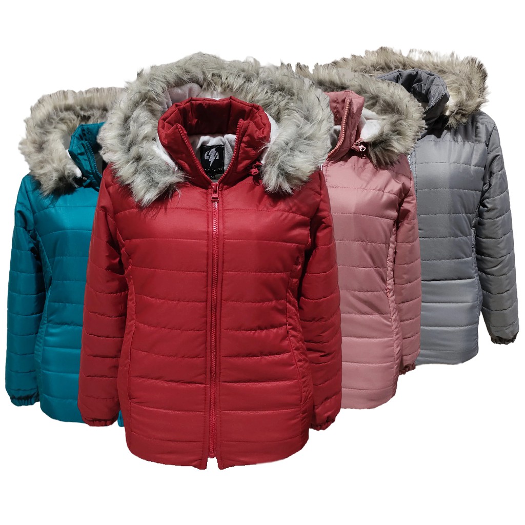 Jaket wanita tebal winter hoodie bulu korea premium terbaru Black Thunder