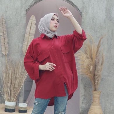KEMEJA WANITA OVERSIZE POLOS K-2-7