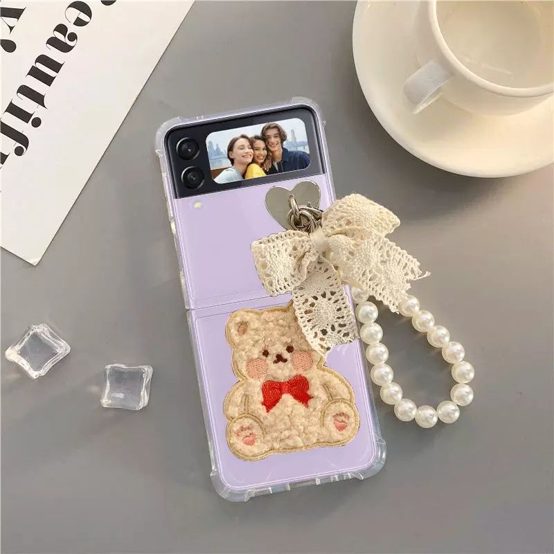 READY Samsung Z Flip 3 Case Transparent Bening Lucu Bear Beruang