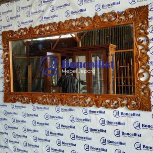 promo Figura cermin hiasan dinding kayu jati ukir jepara