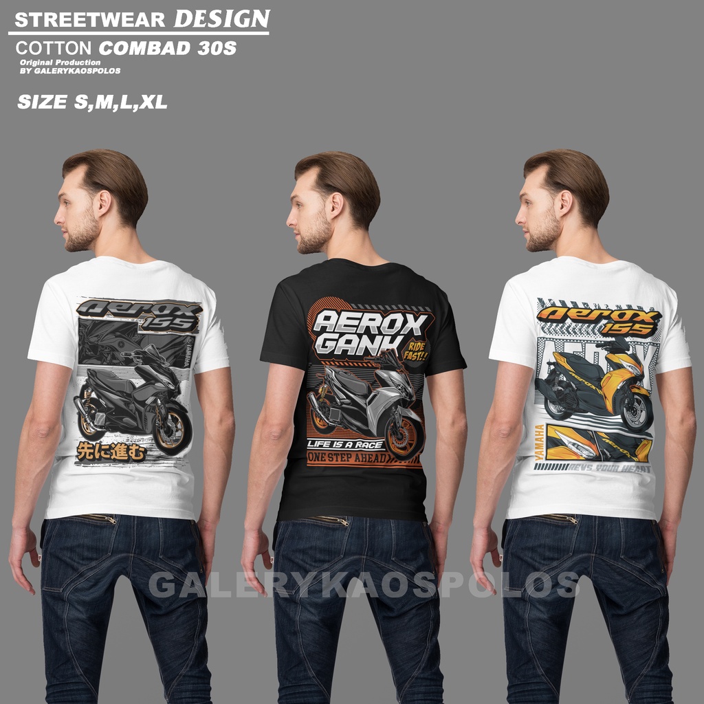 KAOS MOTOR AEROX SUNMORI BAJU DESIGN STREETWEAR SABLON DTF PLASTISOL BAHAN COTTON