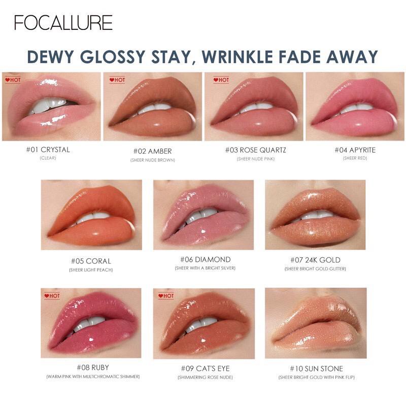 Official Distributor Focallure Plumpmax Lip Gloss 10 Colors Long Lasting Shimmer Lip Lipgloss FA153