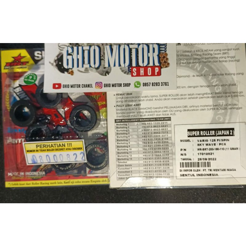 PROMO PAKET CVT 3 IN 1 VARIO PCX ADV 125/150/160 UP GRADE CVT VARIO 125 150 160 PAKET CVT ROLLER BRT PER CVT BRT PER KAMPAS GANDA KAWAHARA 1500 RPM PER CVT 1000 1500 2000 RPM ROLER 11 15 16 17 18 GRAM PAKET CVT PCX 160 SPRING CVT VARIO 150 GHIO MOTOR SHOP