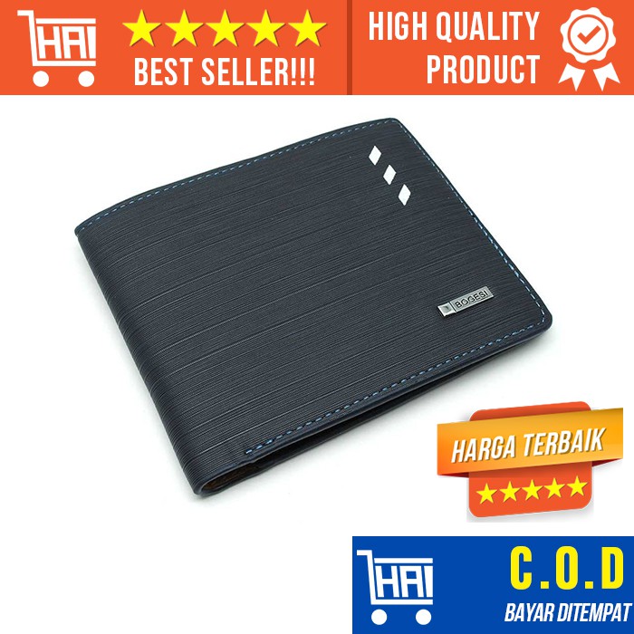 DOMPET LIPAT KULIT PRIA HITAM SLIM ELEGAN STYLISH ASLI MURAH DOMPET COWOK / LAKI-LAKI HORIZONTAL ORI