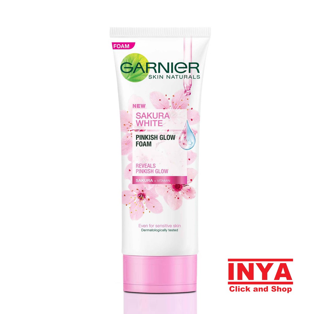 GARNIER SAKURA WHITE PINKISH GLOW CLEANSER FOAM 100ml - Sabun Muka