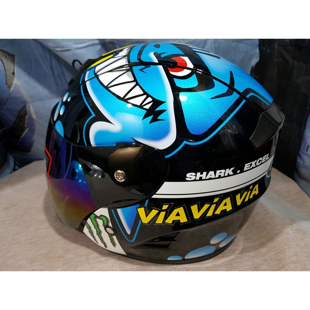 Helm Shel Excel motif Rossi shark black Berkualitas