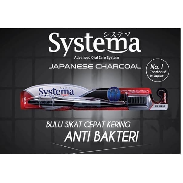 Sikat Gigi SYSTEMA Big Head Soft isi 2 Japanese Charcoal Anti Bacteria 100% original