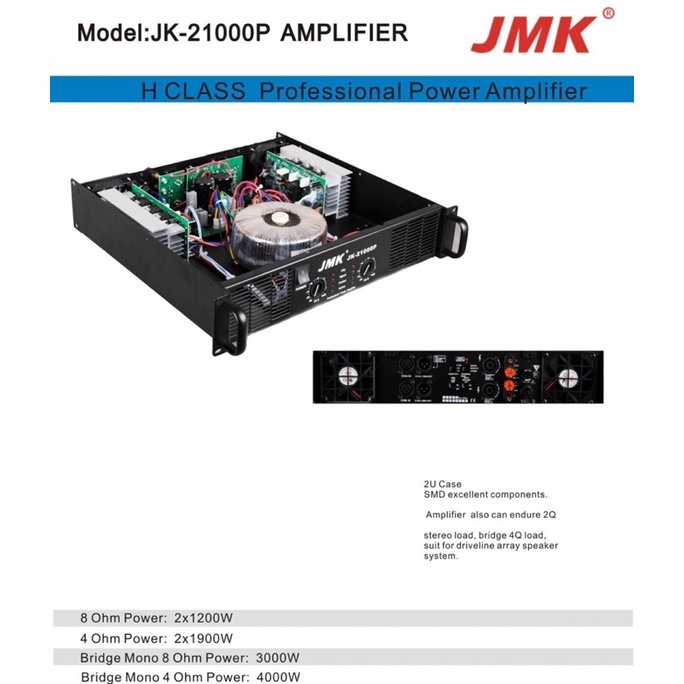 Power ampli 2ch x 1000w power amplifier JMK JK21000 2x1000w 1000watt