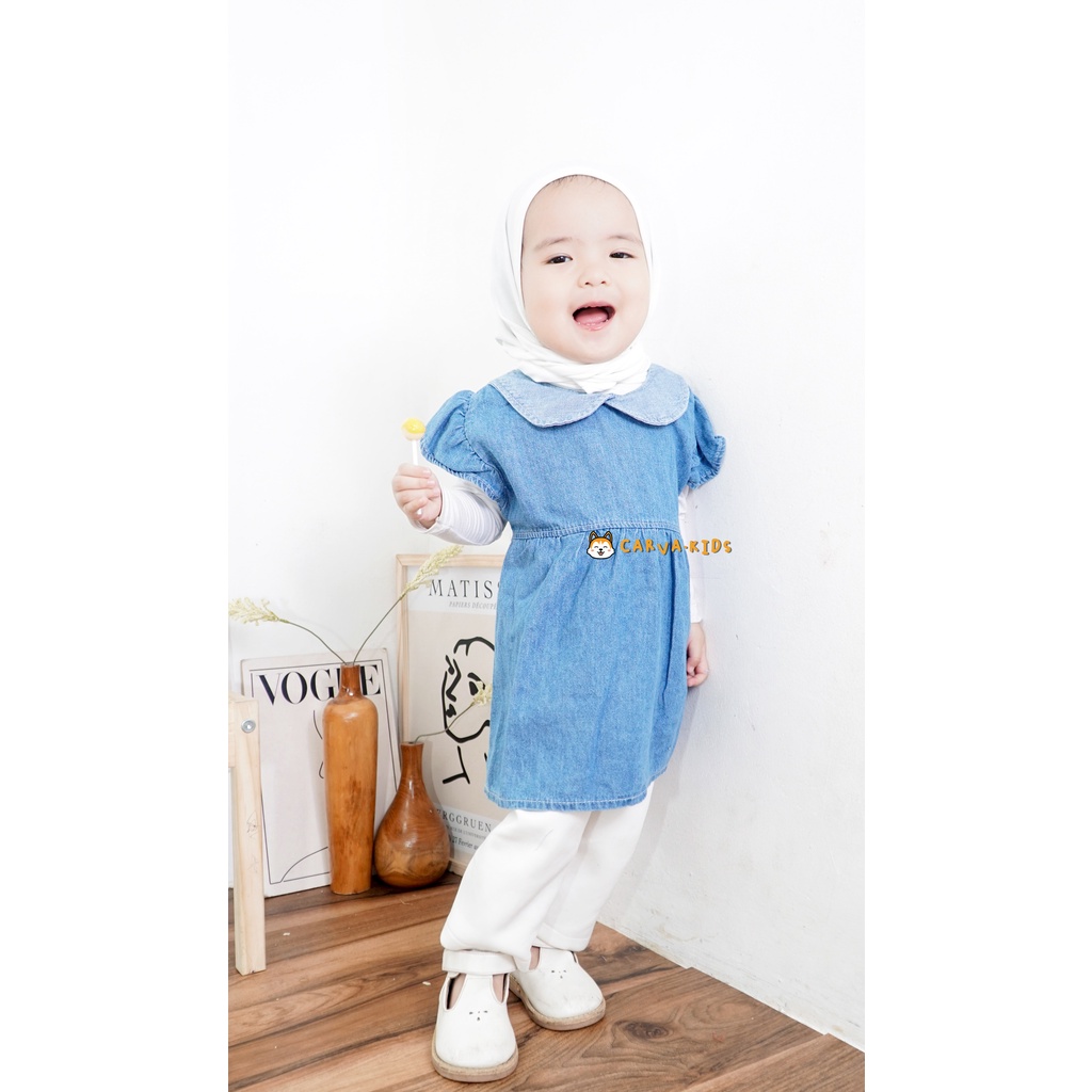 Carva Dress anak atasan anak cewek jeans denim blouse anak jeans original tulip realpict